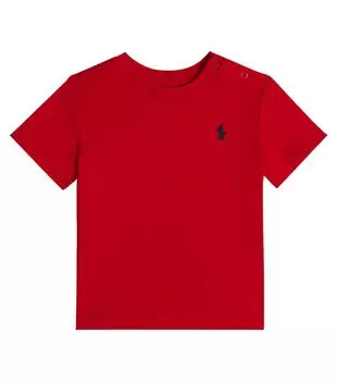Футболка из хлопкового джерси с логотипом baby Polo Ralph Lauren Kids, красный