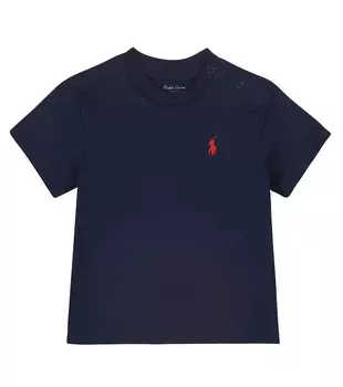 Футболка из хлопкового джерси с логотипом baby Polo Ralph Lauren Kids, синий