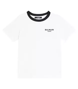 Футболка из хлопкового джерси с логотипом Balmain, белый