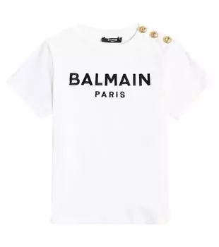 Футболка из хлопкового джерси с логотипом Balmain, черный
