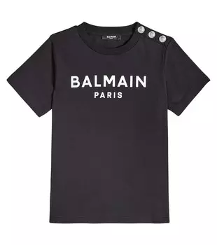 Футболка из хлопкового джерси с логотипом Balmain, черный