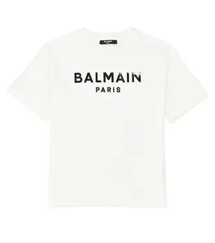 Футболка из хлопкового джерси с логотипом Balmain, черный