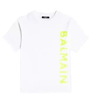 Футболка из хлопкового джерси с логотипом Balmain, белый