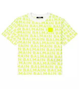 Футболка из хлопкового джерси с логотипом Balmain, белый