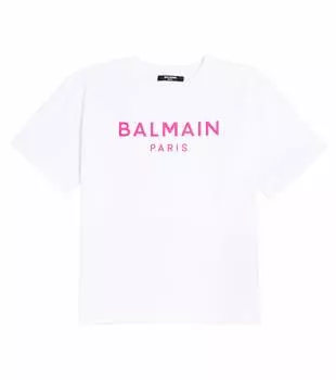 Футболка из хлопкового джерси с логотипом Balmain, белый