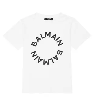 Футболка из хлопкового джерси с логотипом Balmain, белый