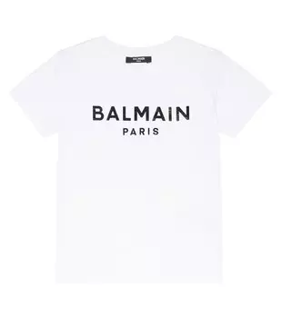 Футболка из хлопкового джерси с логотипом Balmain, белый