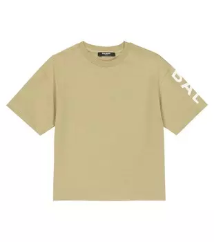 Футболка из хлопкового джерси с логотипом Balmain, зеленый