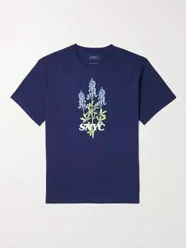 Футболка из хлопкового джерси с логотипом Blue Bonnets SATURDAYS NYC, нави