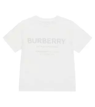 Футболка из хлопкового джерси с логотипом Burberry Kids, белый