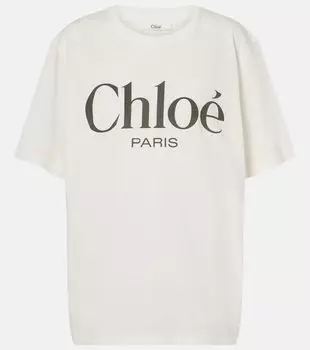 Футболка из хлопкового джерси с логотипом Chlo, белый