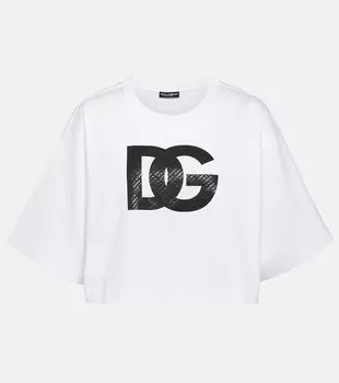 Футболка из хлопкового джерси с логотипом Dolce&Gabbana, белый