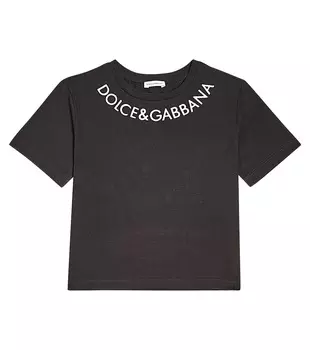 Футболка из хлопкового джерси с логотипом Dolce&Gabbana Kids, черный