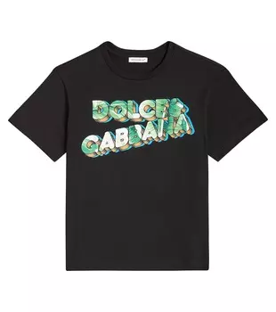 Футболка из хлопкового джерси с логотипом Dolce&Gabbana, черный