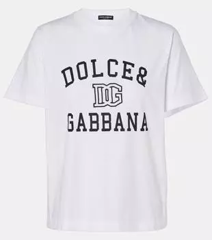 Футболка из хлопкового джерси с логотипом Dolce&Gabbana, цвет bianco ottico