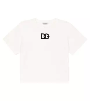 Футболка из хлопкового джерси с логотипом Dolce&Gabbana, белый