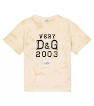 Футболка из хлопкового джерси с логотипом Dolce&Gabbana, бежевый
