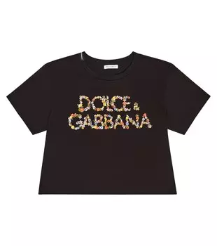 Футболка из хлопкового джерси с логотипом Dolce&Gabbana, черный