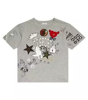 Футболка из хлопкового джерси с логотипом Dolce&Gabbana, серый