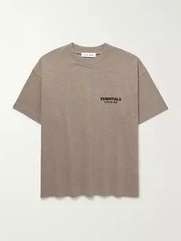 Футболка из хлопкового джерси с логотипом FEAR OF GOD ESSENTIALS, серо-коричневый