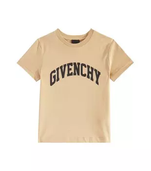 Футболка из хлопкового джерси с логотипом Givenchy, бежевый