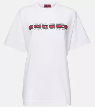 Футболка из хлопкового джерси с логотипом Gucci, White/Mc
