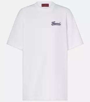 Футболка из хлопкового джерси с логотипом Gucci, Off White/Mix