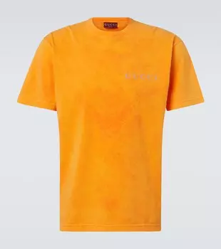 Футболка из хлопкового джерси с логотипом Gucci, Orange/Mc