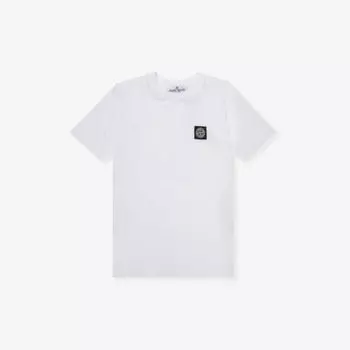 Футболка из хлопкового джерси с логотипом и короткими рукавами 4–14 лет Stone Island, белый