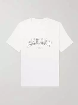 Футболка из хлопкового джерси с логотипом ISABEL MARANT, белый