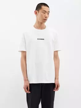 Футболка из хлопкового джерси с логотипом Jil Sander, белый