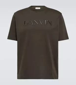 Футболка из хлопкового джерси с логотипом Lanvin, коричневый