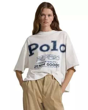 Футболка из хлопкового джерси с логотипом Lauren Ralph Lauren, белый