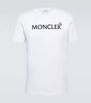 Футболка из хлопкового джерси с логотипом Moncler, белый