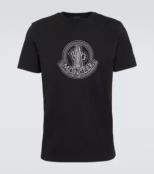 Футболка из хлопкового джерси с логотипом Moncler, черный