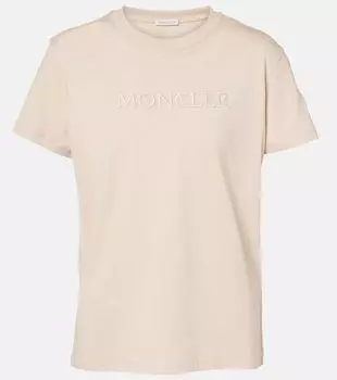 Футболка из хлопкового джерси с логотипом Moncler, 0 - Beige