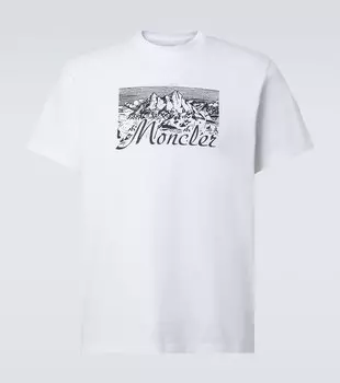 Футболка из хлопкового джерси с логотипом Moncler, Brilliant White