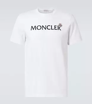 Футболка из хлопкового джерси с логотипом Moncler, Brilliant White