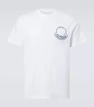 Футболка из хлопкового джерси с логотипом Moncler, Brilliant White