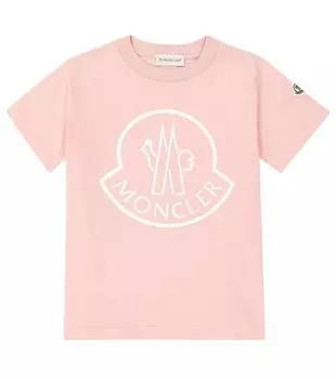Футболка из хлопкового джерси с логотипом Moncler Enfant, розовый