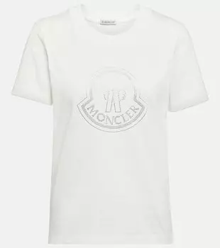 Футболка из хлопкового джерси с логотипом MONCLER, серебряный