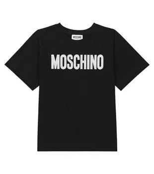 Футболка из хлопкового джерси с логотипом Moschino, черный