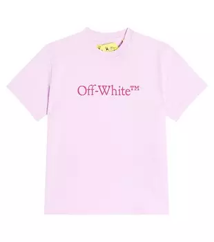 Футболка из хлопкового джерси с логотипом Off-White Kids, фиолетовый