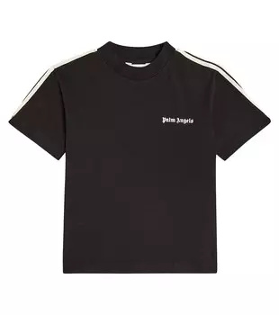 Футболка из хлопкового джерси с логотипом Palm Angels Kids, черный