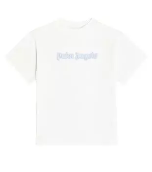 Футболка из хлопкового джерси с логотипом Palm Angels Kids, белый