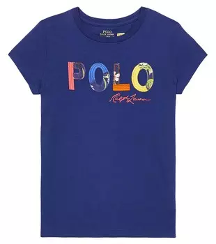 Футболка из хлопкового джерси с логотипом Polo Ralph Lauren, синий
