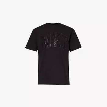 Футболка из хлопкового джерси с логотипом Rhinestone Arc Market, черный