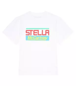 Футболка из хлопкового джерси с логотипом Stella McCartney Kids, белый