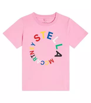 Футболка из хлопкового джерси с логотипом Stella McCartney Kids, розовый