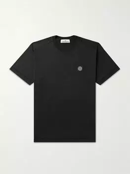 Футболка из хлопкового джерси с логотипом STONE ISLAND, черный
